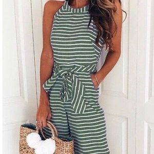 Perfect condition- Olive green and white jumpsuit